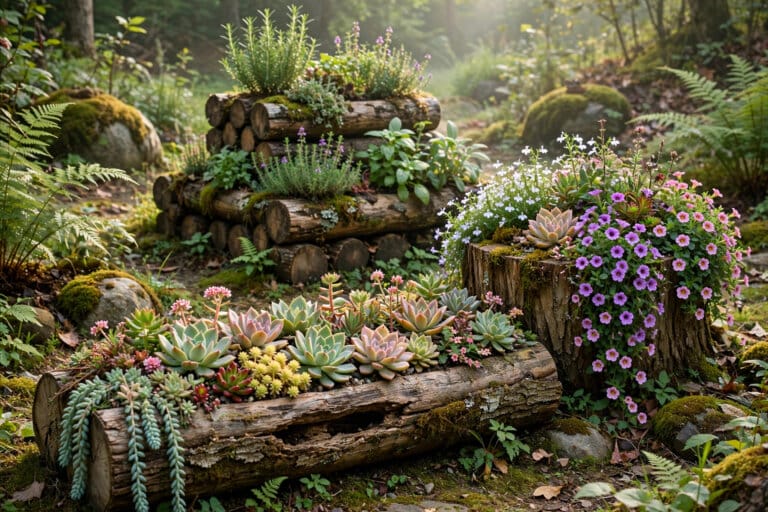 Creative Log Planters