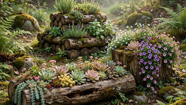 Creative Log Planters