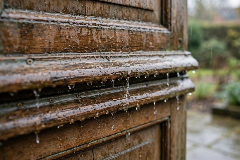 Dutch doors for tiny houses: the rebated lip and drip edge shedding water at the middle seam