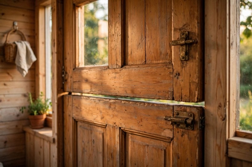 Dutch doors for tiny houses: the meeting line of the two leaves at child height