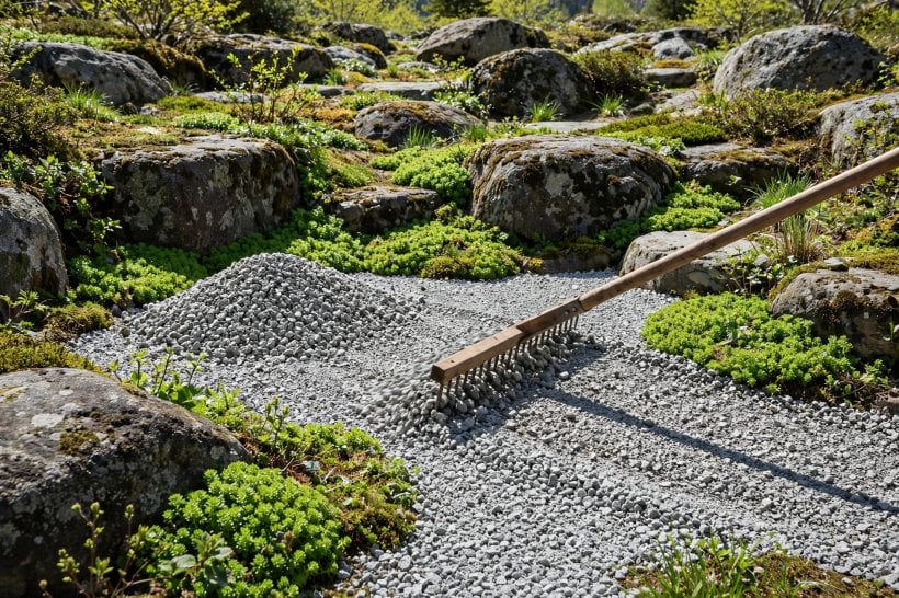 Eco-Friendly Weed Control for Rock Gardens: spring gravel top-dressing restoring the deep layer