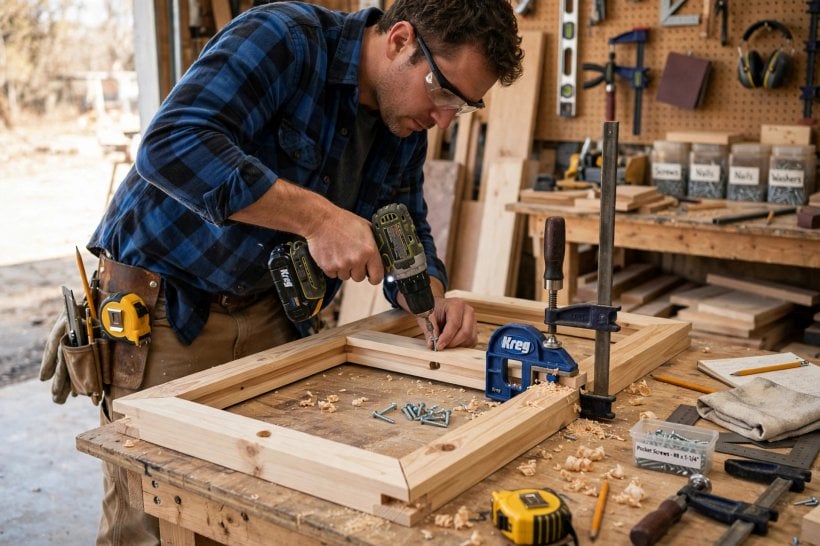 Exterior Trim Materials: assembling a window casing frame with pocket screws
