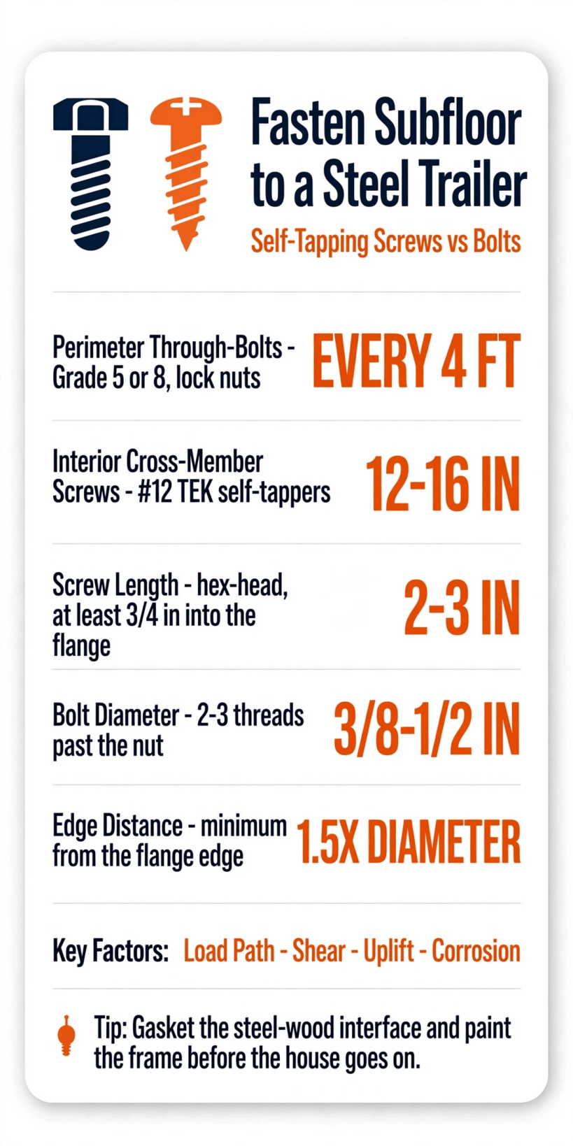 Fasten Subfloor to a Steel Trailer