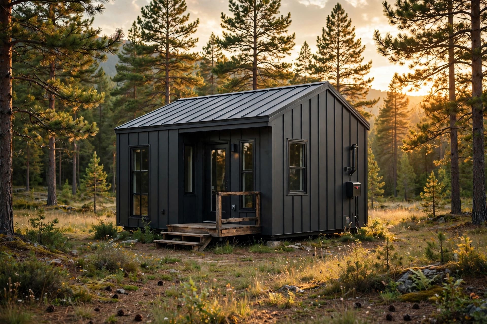metal siding oil canning: finished metal-clad cabin with flat, crisp panels