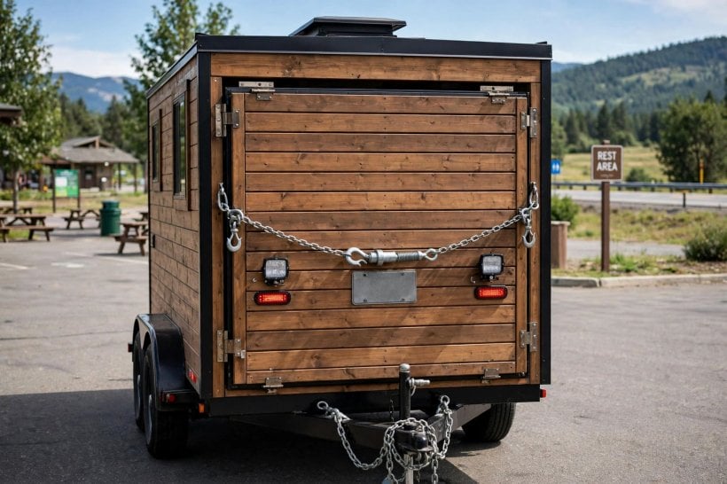 folding deck designs: auxiliary lights and license plate on the folded deck for the highway
