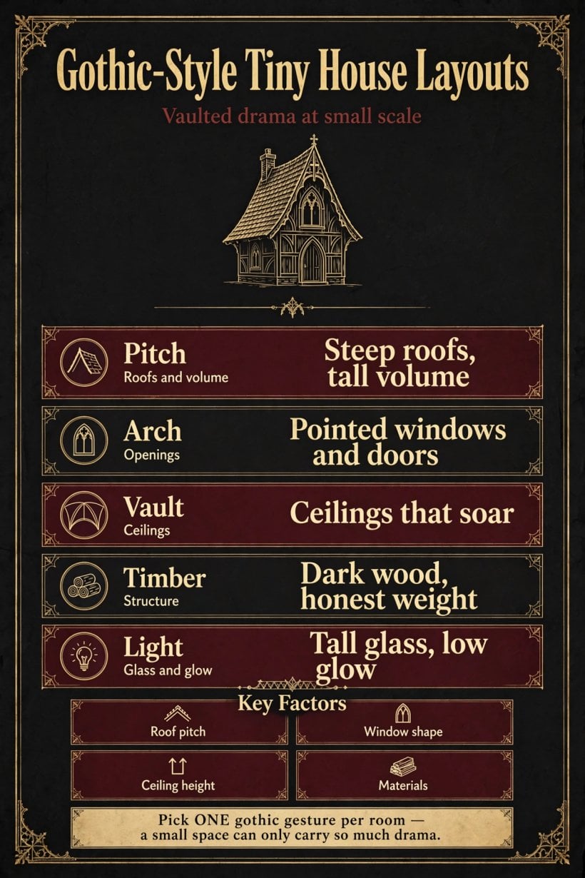 gothic-style tiny house layouts