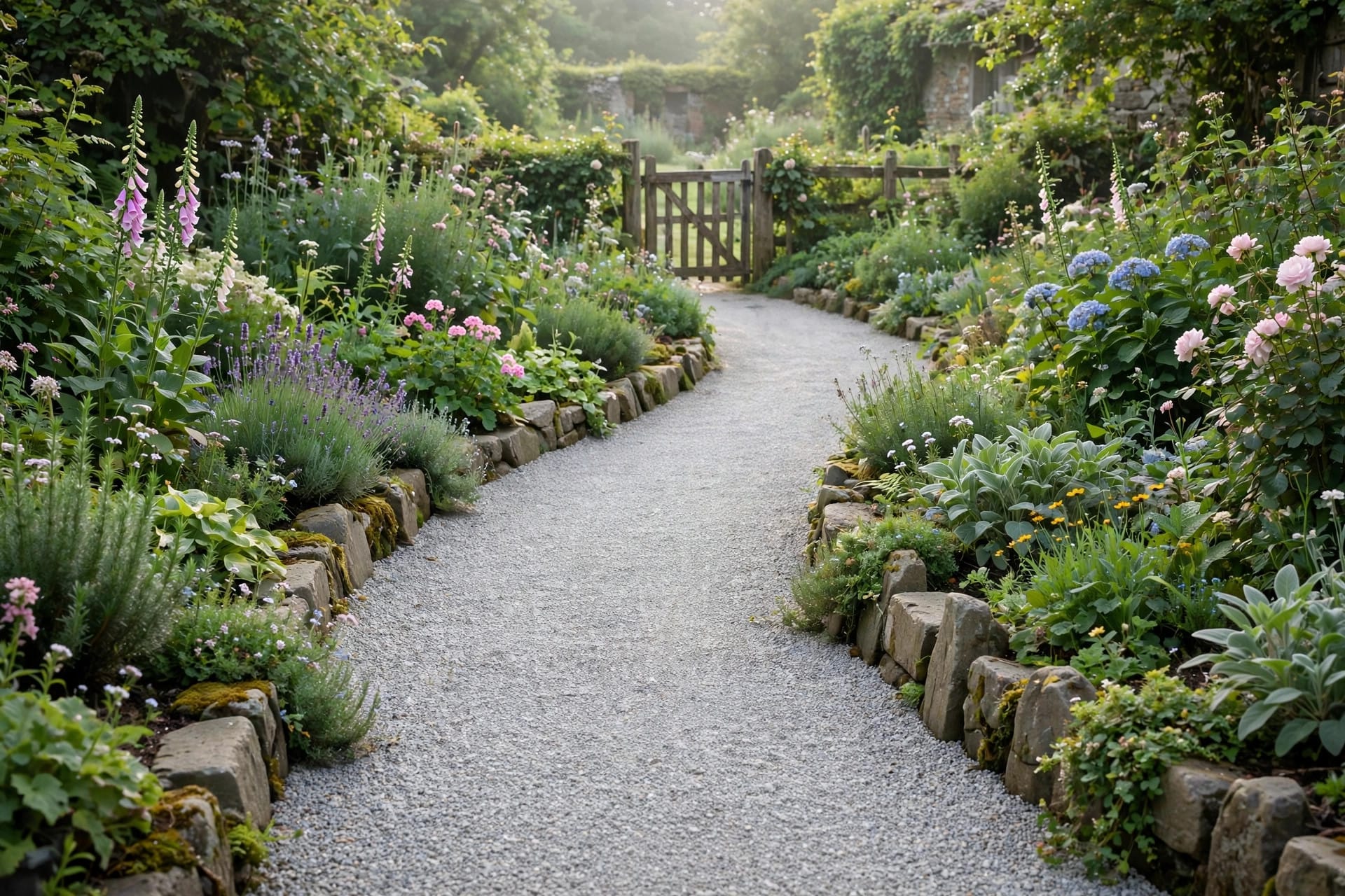 Gravel Path with Rock Borders