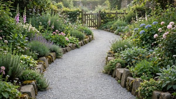Gravel Path with Rock Borders