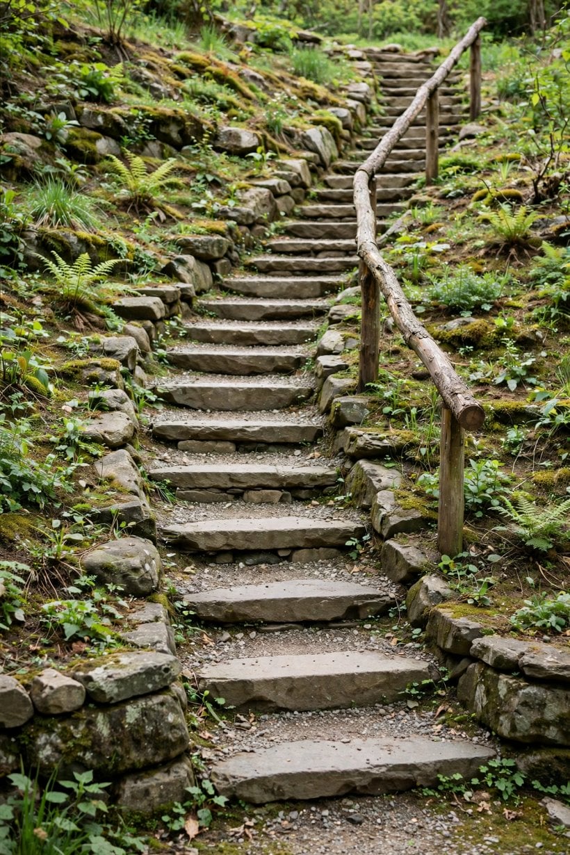 Gravel Path with Rock Borders