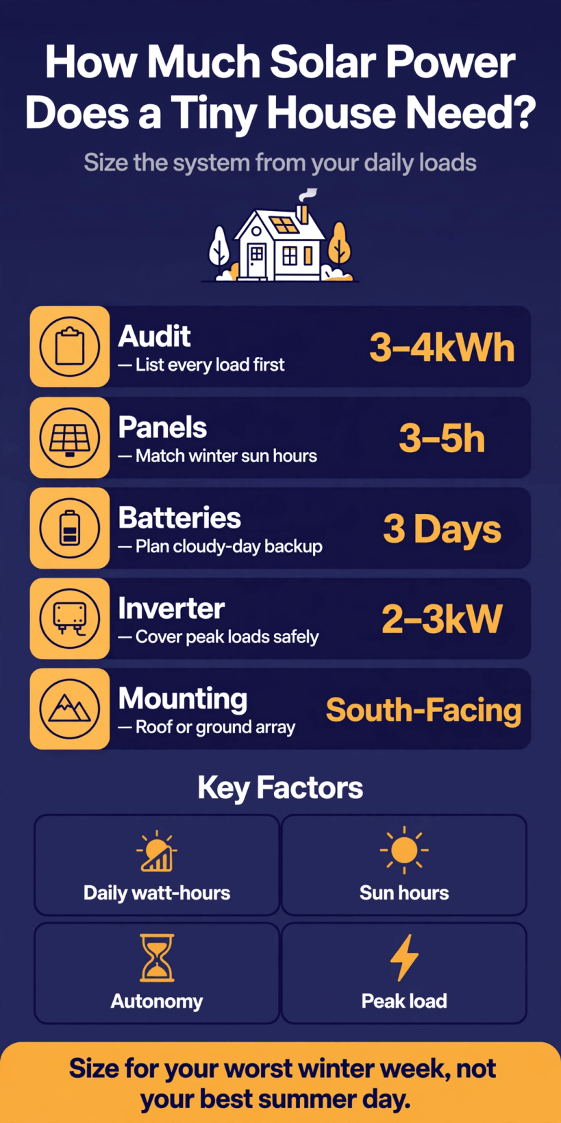 how much solar power does a tiny house need