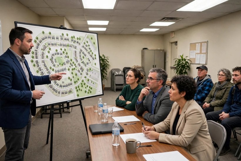 how to start a tiny house community: presenting the community site plan to officials at a public planning hearing