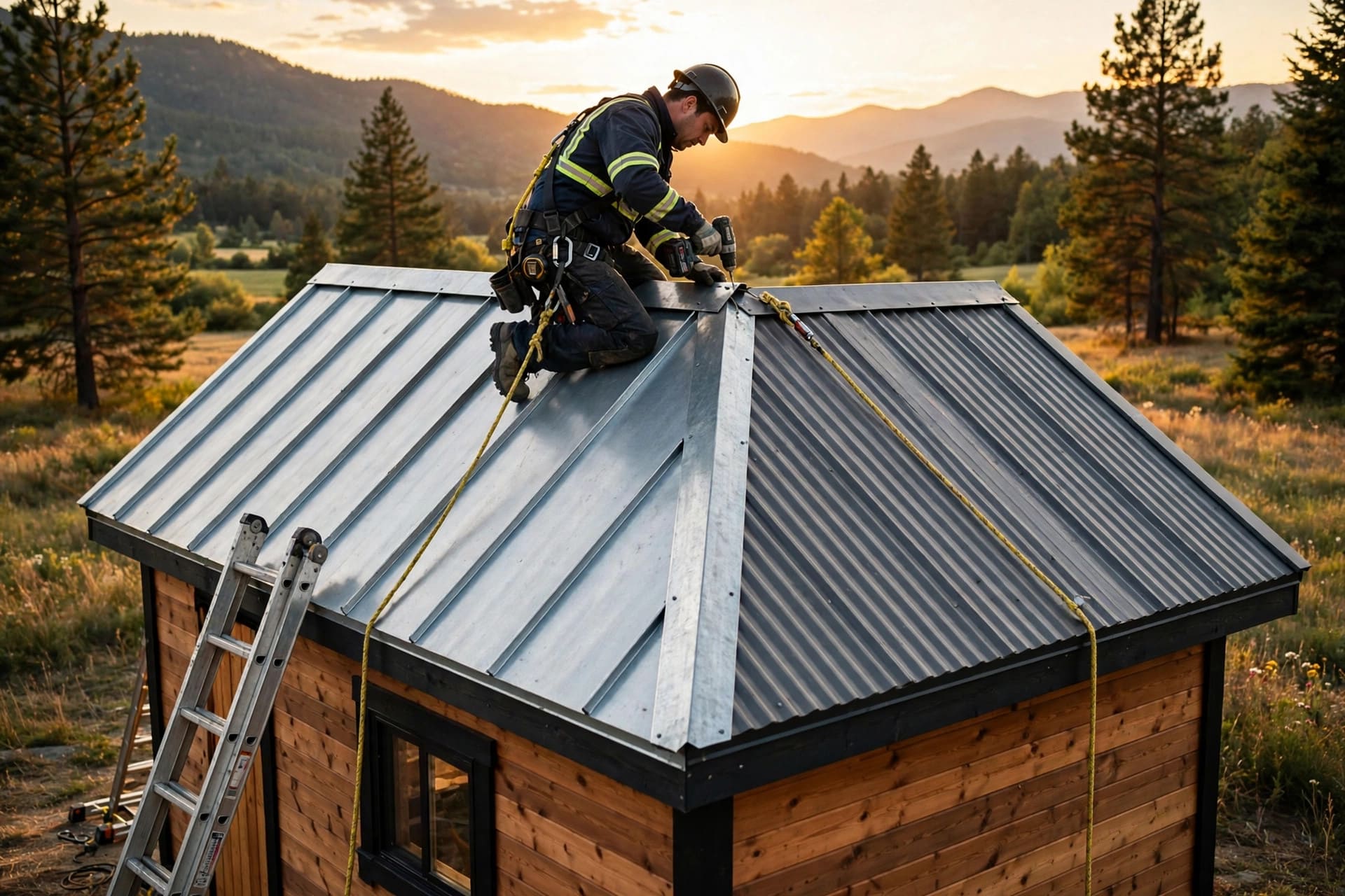 metal roofing material calculator: fitting the ridge cap along the roof peak
