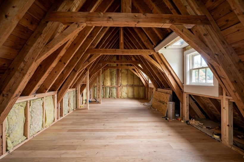 modular tiny house floor plans: full-height attic space inside attic trusses, framed and ready to finish as bedrooms