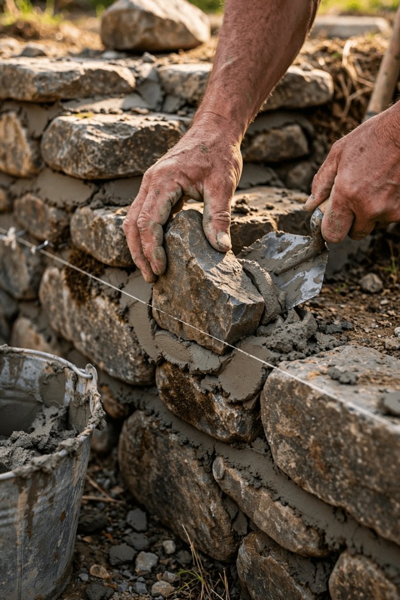 natural rock retaining wall