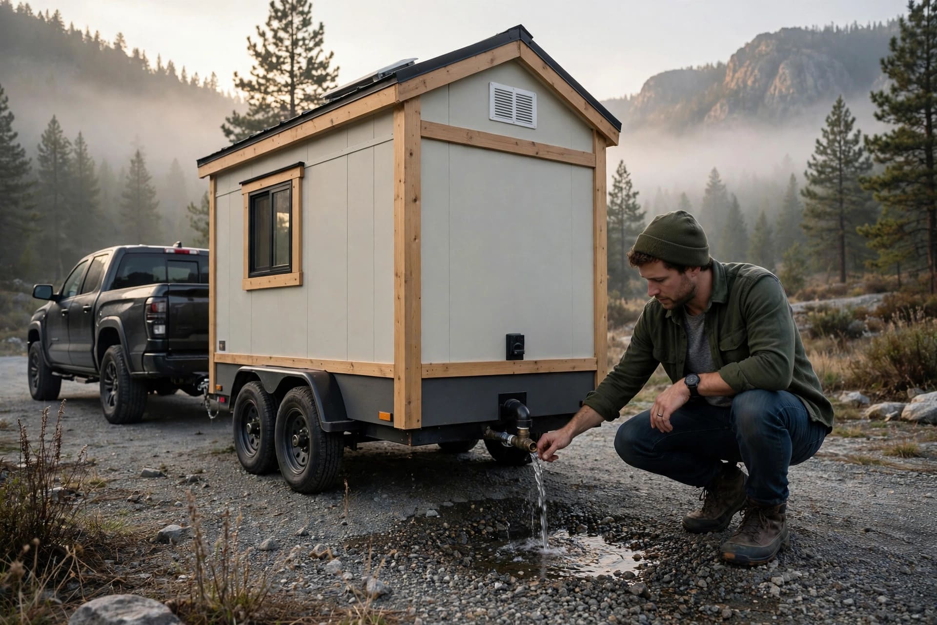 plumbing weight calculator: draining a fresh water tank before towing a tiny house