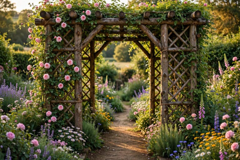 rustic log arbor