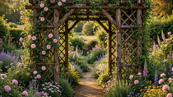 rustic log arbor