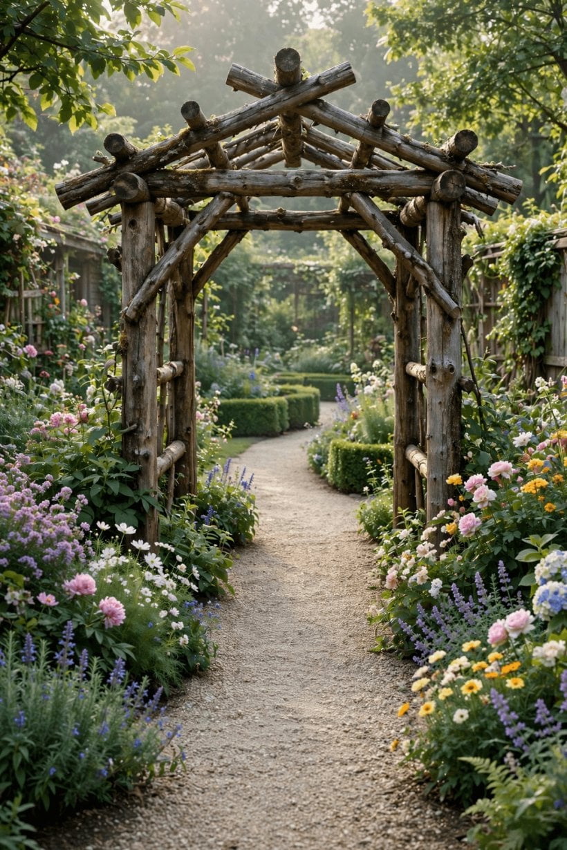 rustic log arbor