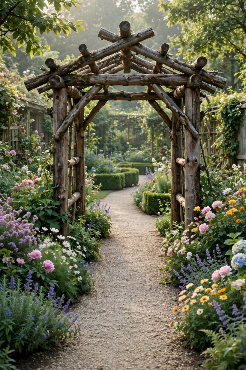 rustic log arbor