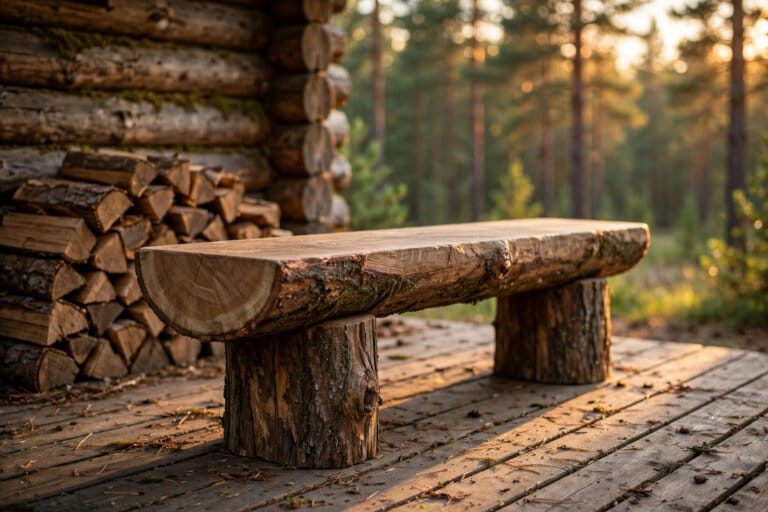 Rustic Log Cabin Bench