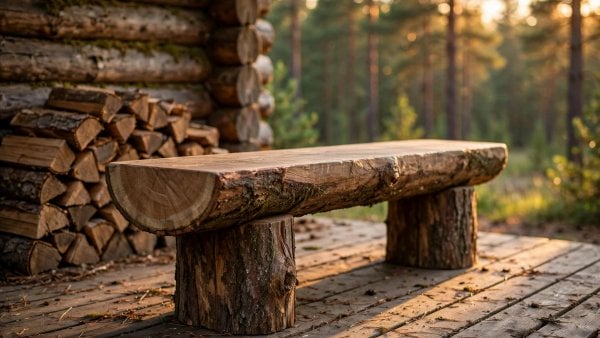 Rustic Log Cabin Bench