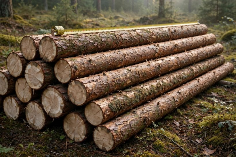 Rustic Log Cabin Bench: straight pine logs selected for the seat and legs