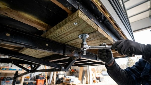 how to secure a tiny house to a trailer frame