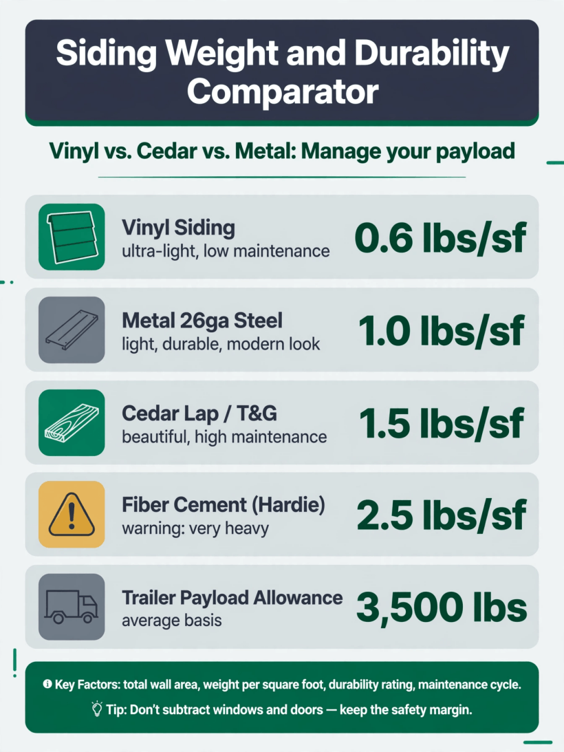 siding weight and durability comparator