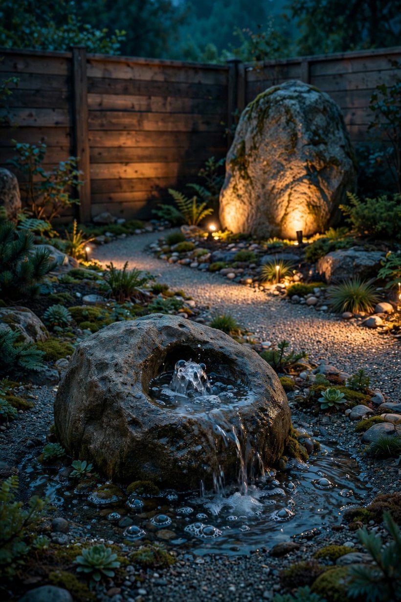 small backyard rockscaping