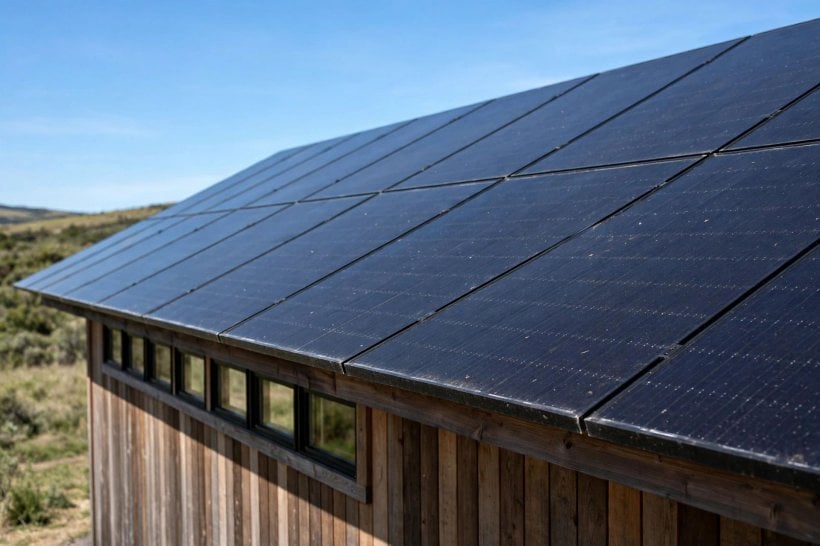 solar-ready tiny house layouts: the unbroken south slope of an 8 by 24 shed roof carrying the full array