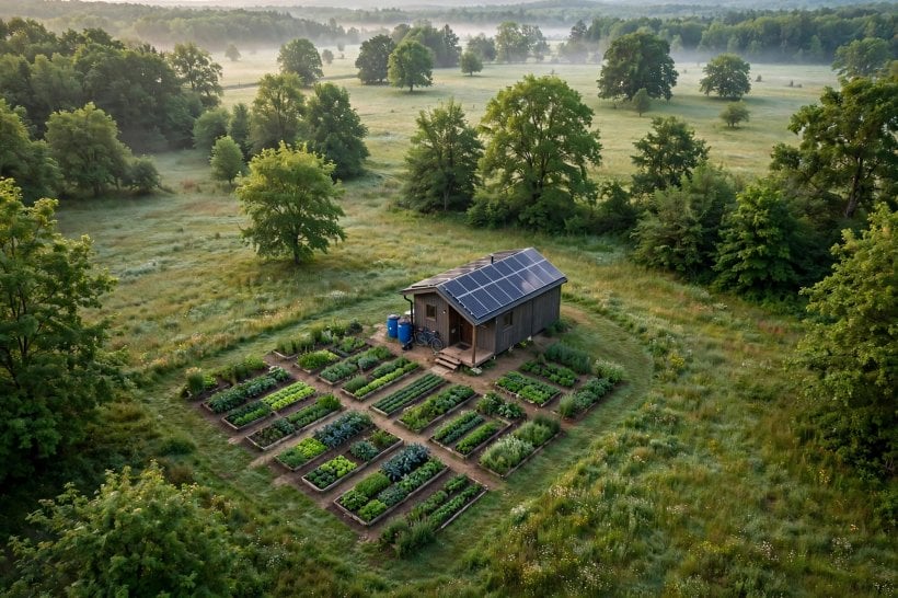 Sustainable Living Quiz: a small solar homestead where the food, housing and energy domains shrink together