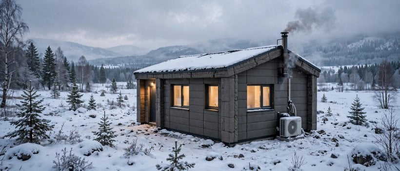 Sustainable Living Quiz: a small insulated home whose heated volume stays low through winter