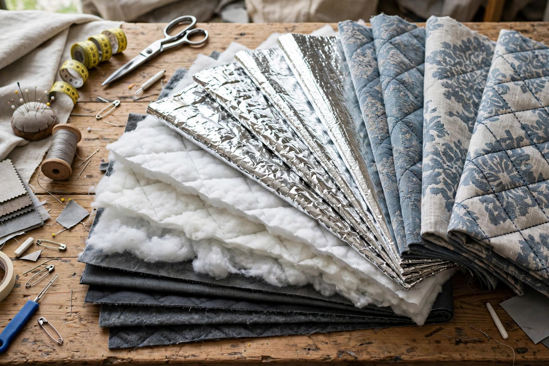 thermal curtain calculator: the layered fabrics that make up an insulated window quilt