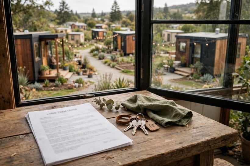 tiny house communities vs RV parks: a signed long-term lot lease and house keys, the paperwork that turns a parking spot into a tenancy