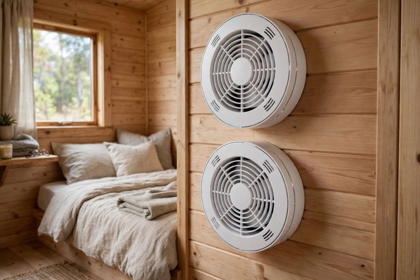 tiny house HRV efficiency calculator: paired ductless through-wall ventilation units