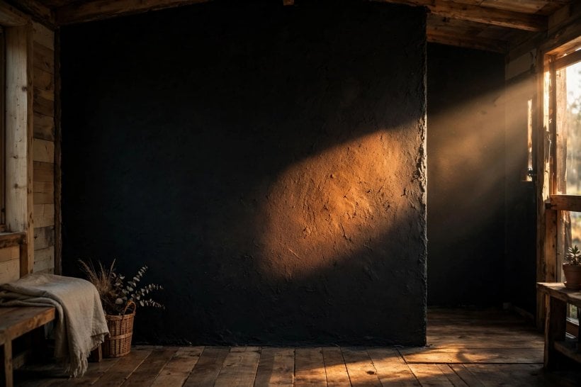 tiny house passive solar simulator: dark interior mass wall absorbing low sunlight