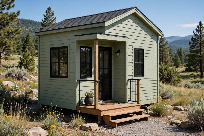Tiny House Siding Options: smooth engineered-wood lap siding on a tiny house