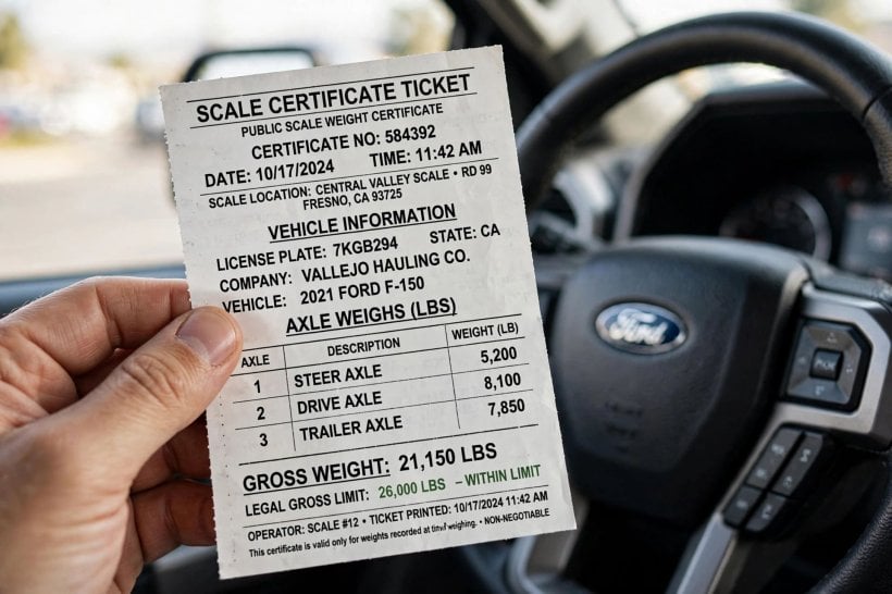 reading the axle weights on a scale certificate