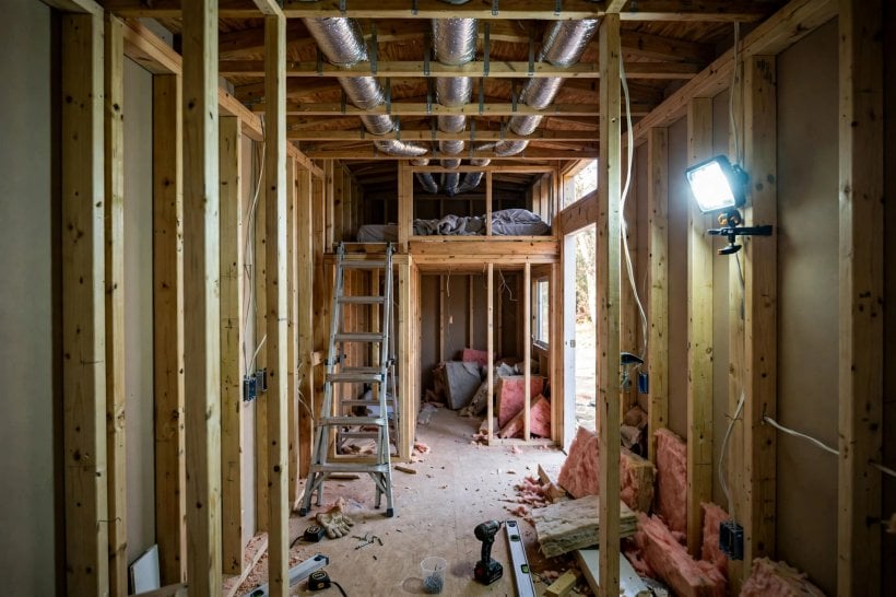 tiny house ventilation: short insulated duct runs supplying fresh air to a sleeping loft