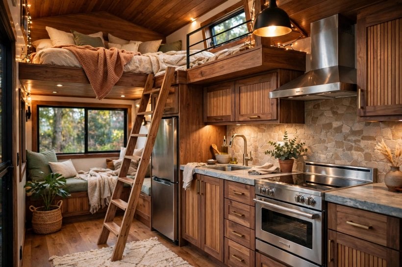 true cost of tiny houses: the finished interior of a turnkey professional build