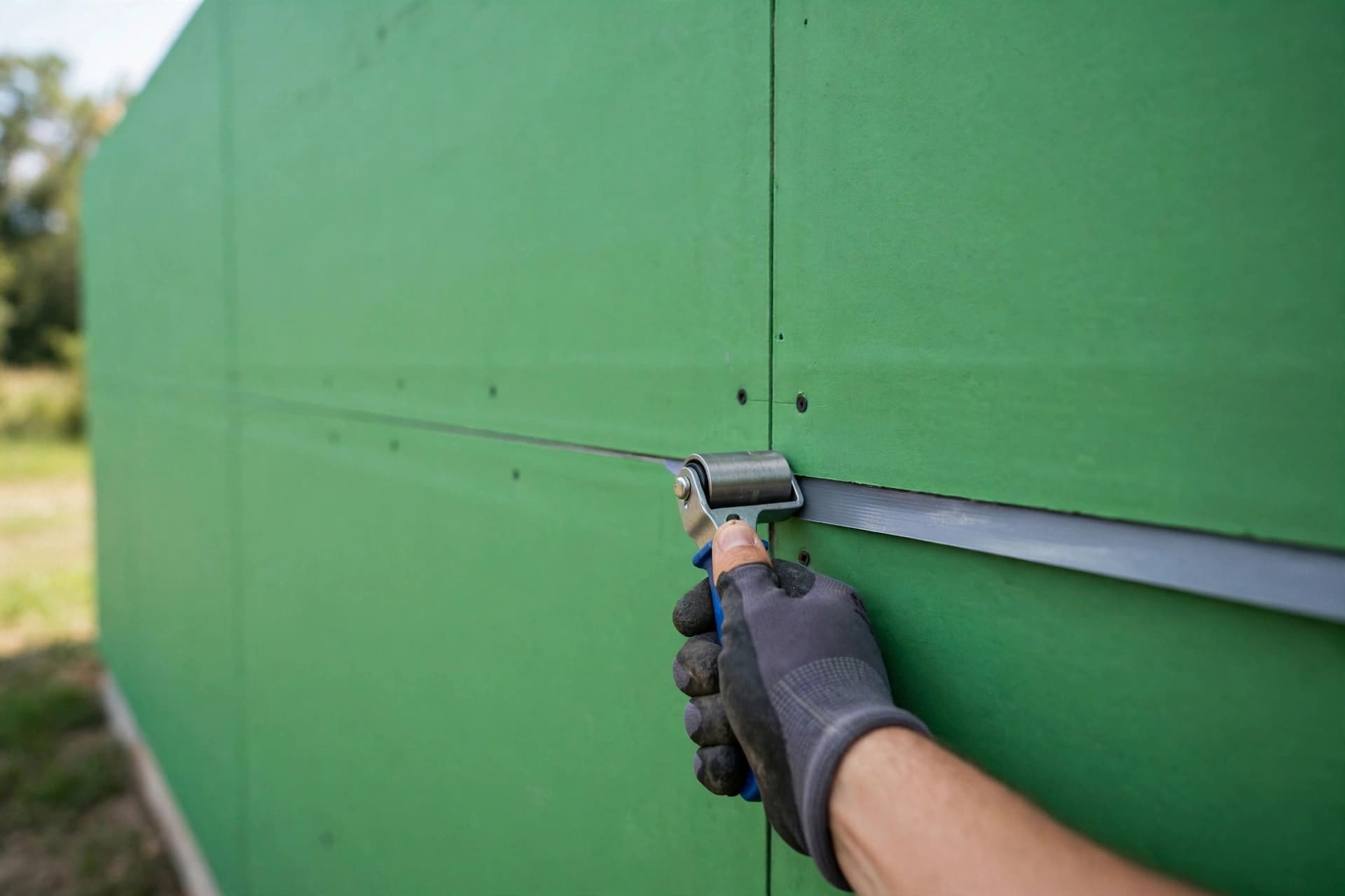 Tyvek vs. ZIP System: rolling seam tape firm on flat green sheathing panels