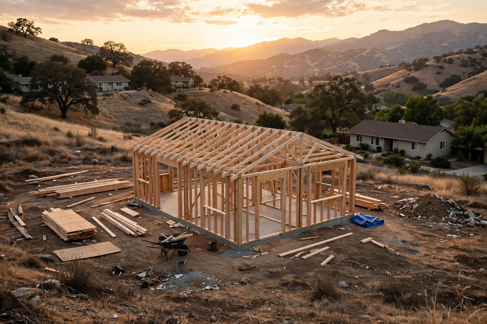 utility CEO responds to controversy over Eaton Fire: a home being rebuilt in the foothills