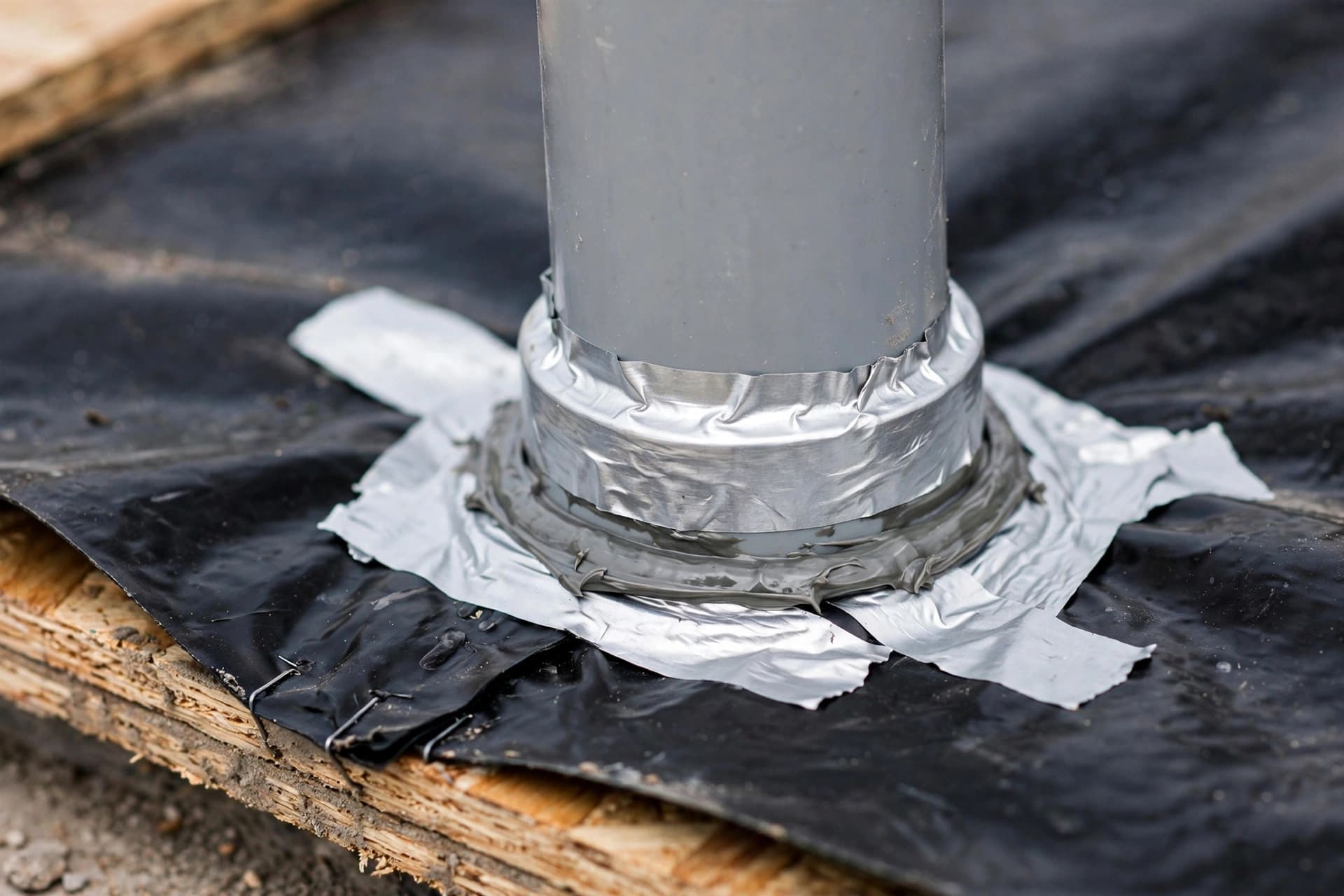 vapor barrier placement guide: sealing a pipe penetration through the membrane
