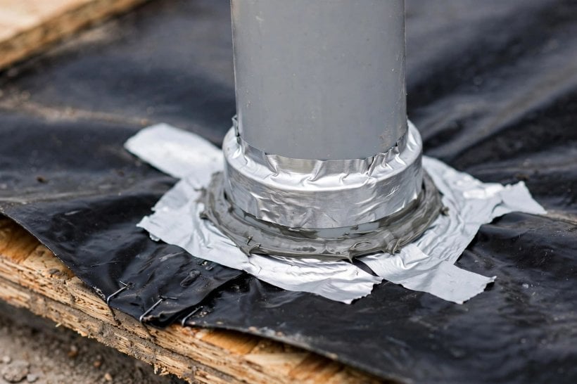 vapor barrier placement guide: sealing a pipe penetration through the membrane