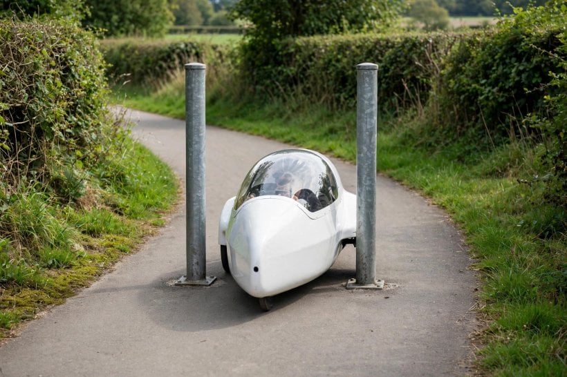 Velomobile Regulations: a 30–36-inch-wide velomobile negotiating trail bollards