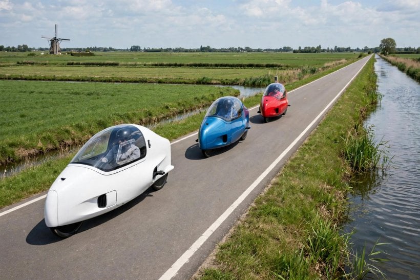 Velomobile Regulations: velomobiles on a wide Dutch-style cycle path