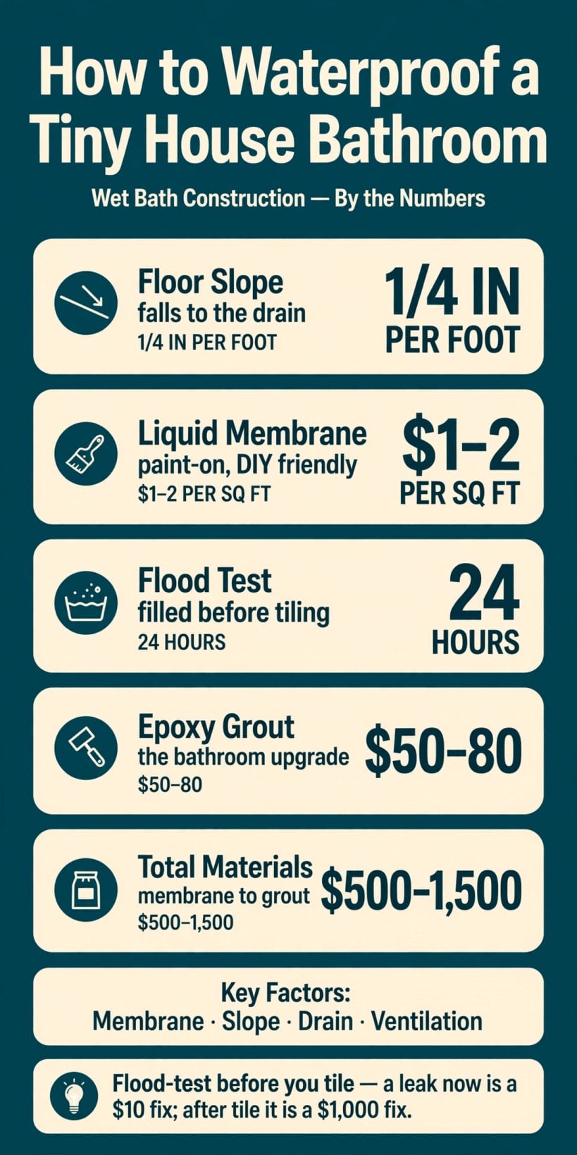 how to waterproof a tiny house bathroom