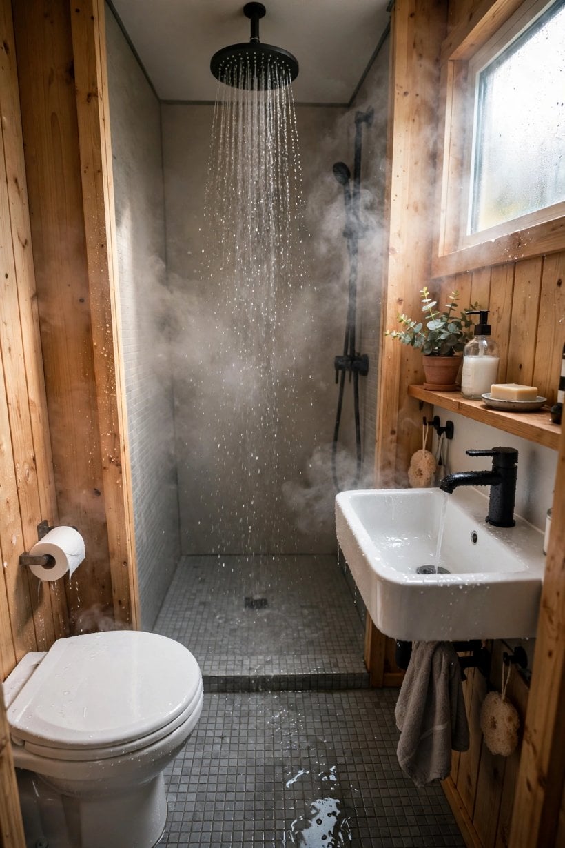 how to waterproof a tiny house bathroom