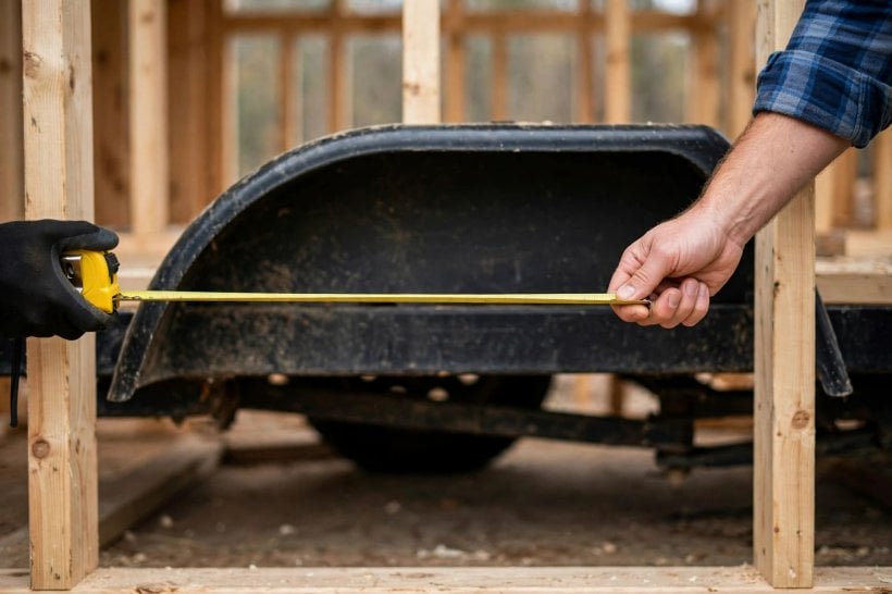 wheel well header calculator: measuring the clear span between jack studs