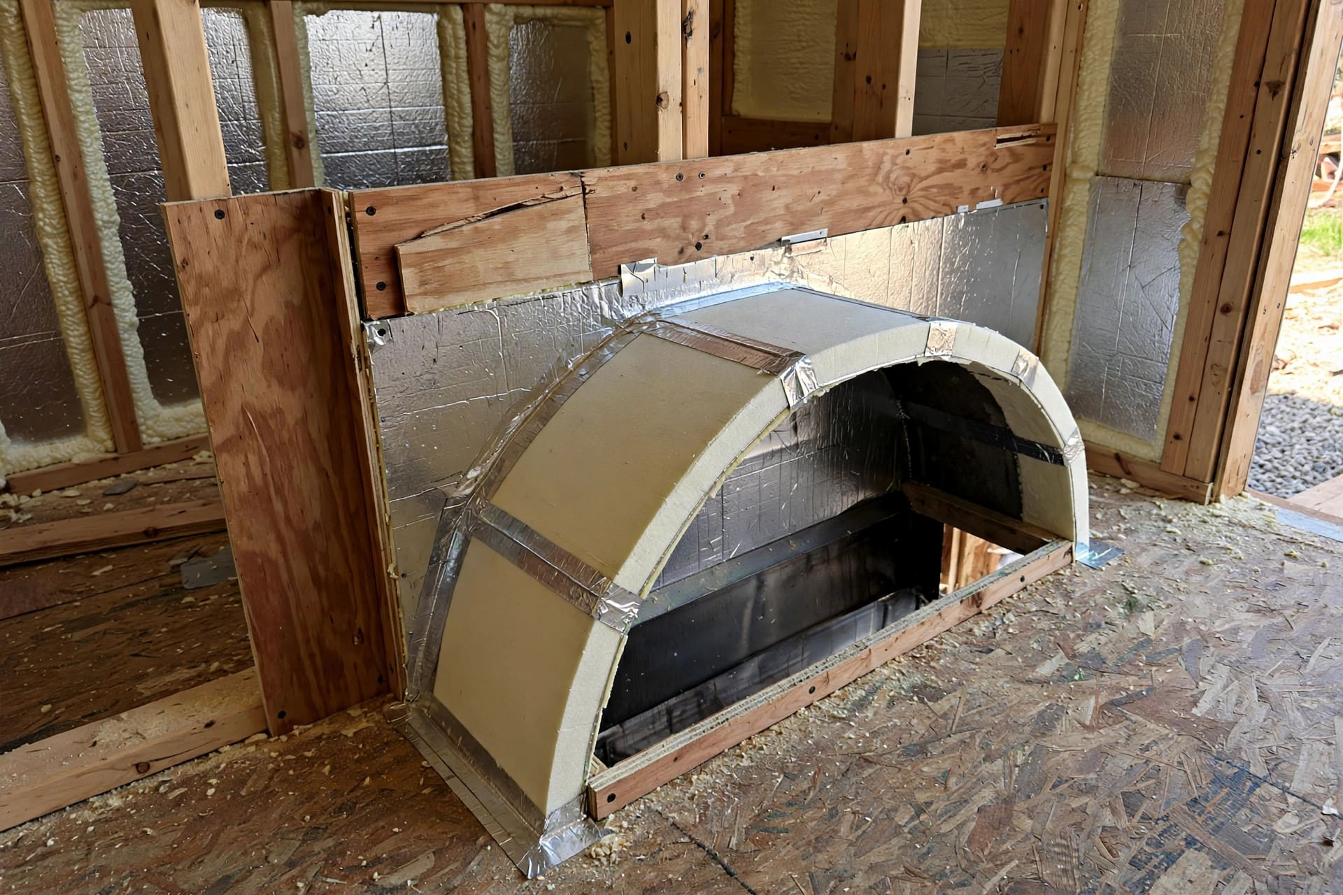 wheel well header calculator: insulated and flashed well box inside the wall